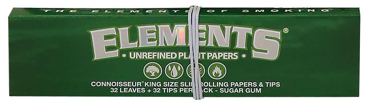 ELEMENTS Connoisseur Green King Size Slim + Tips – 24 Booklets