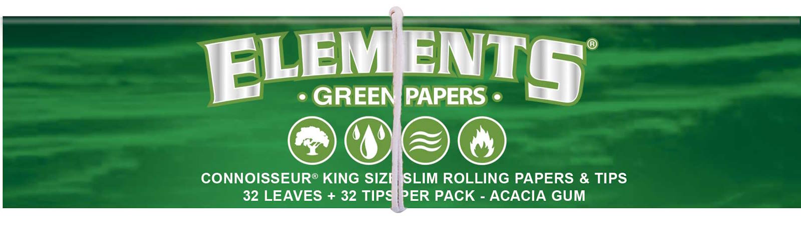 ELEMENTS Connoisseur Green King Size Slim + Tips – 24 Booklets