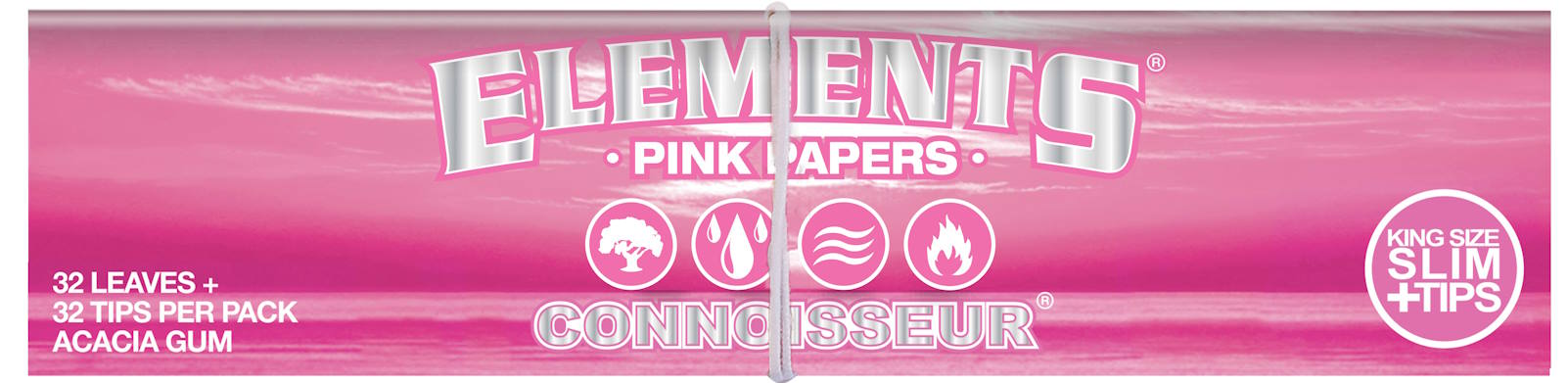 ELEMENTS Connoisseur Pink King Size Slim + Tips – 24 Booklets