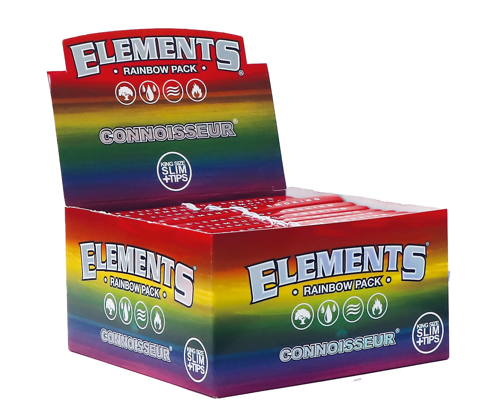 ELEMENTS Connoisseur Rainbow King Size Slim + Tips – 24 Booklets