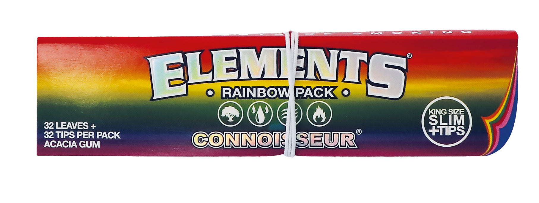 ELEMENTS Connoisseur Rainbow King Size Slim + Tips – 24 Booklets