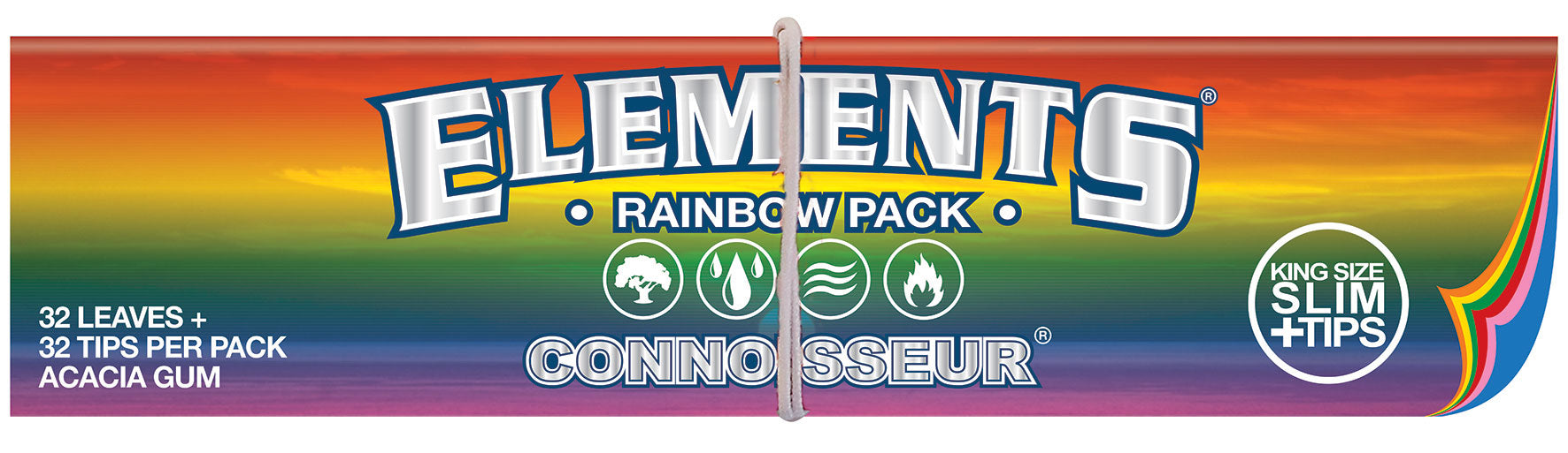 ELEMENTS Connoisseur Rainbow King Size Slim + Tips – 24 Booklets