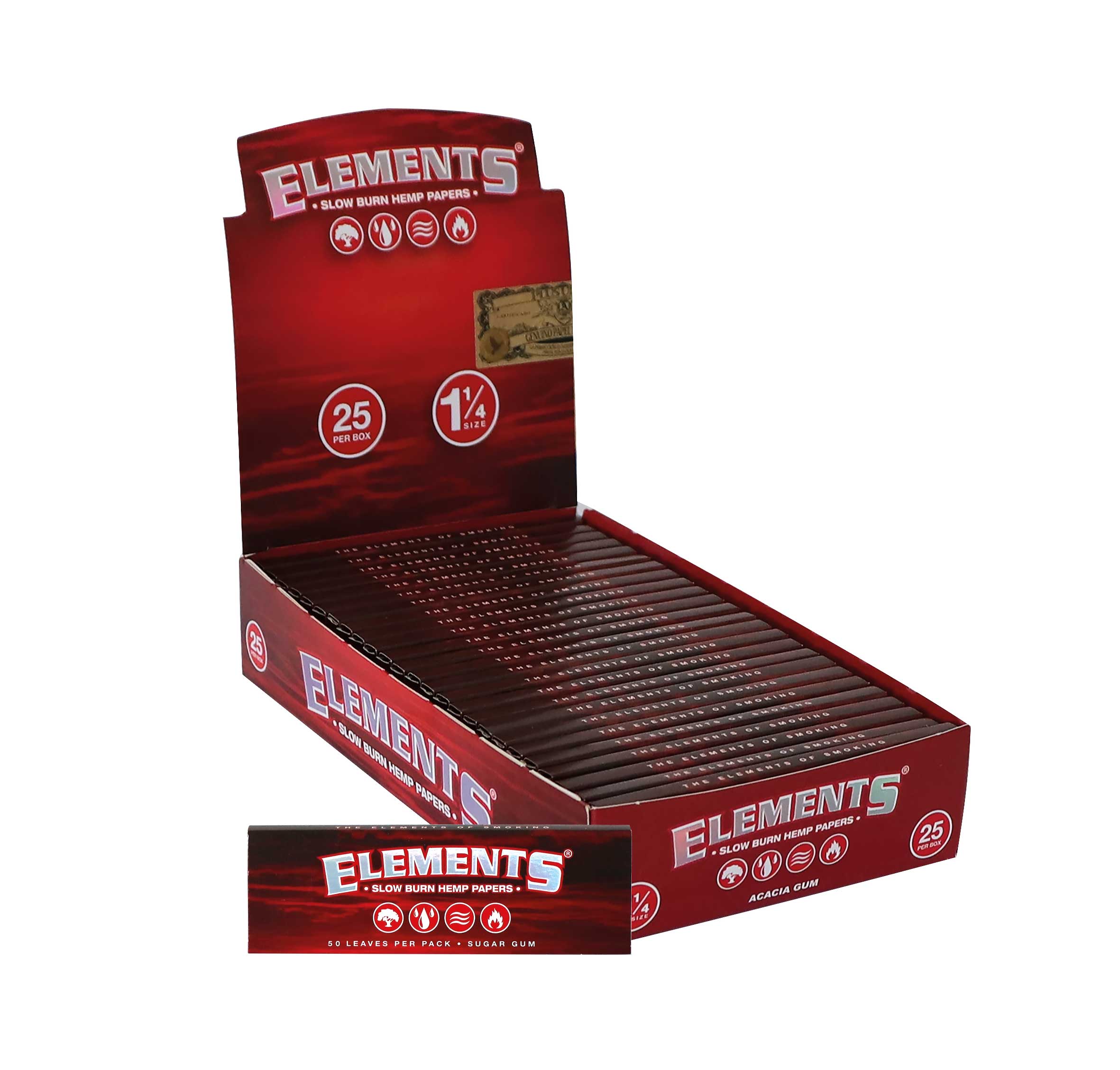 ELEMENTS Red Slow Burn 1 ¼ – 25 Booklets