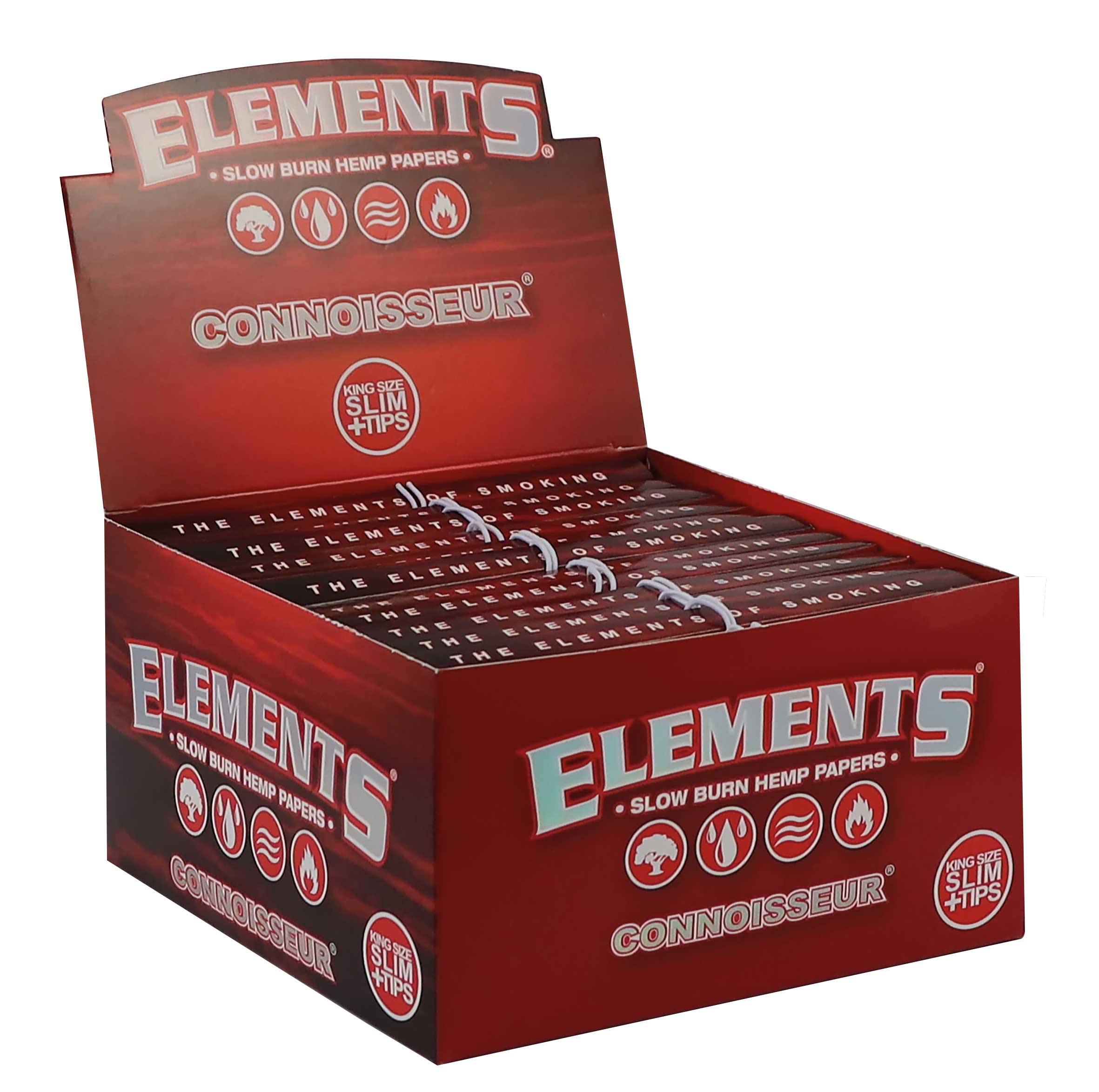 ELEMENTS Connoisseur Red King Size Slim + Tips – 24 Booklets