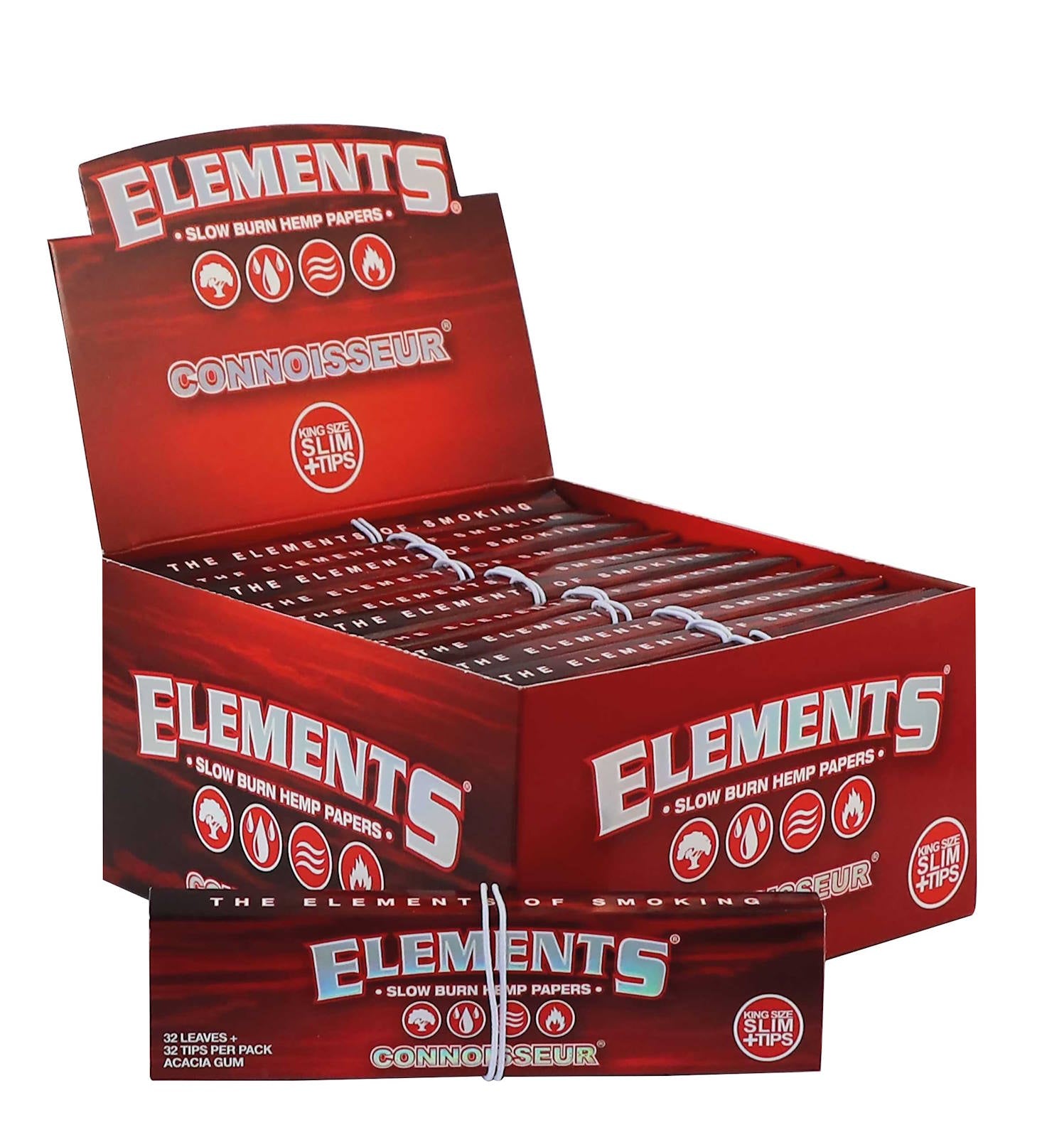 ELEMENTS Connoisseur Red King Size Slim + Tips – 24 Booklets
