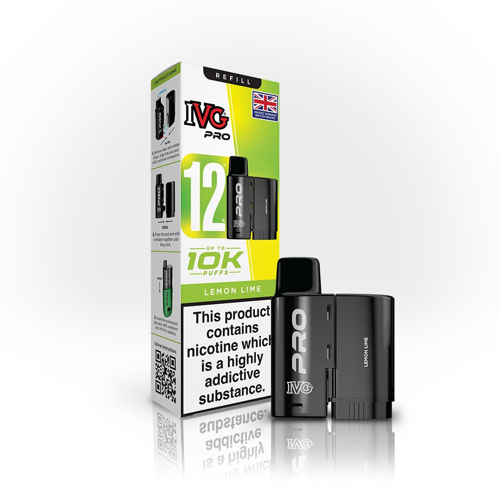 IVG Pro vaping device and packaging on a white background