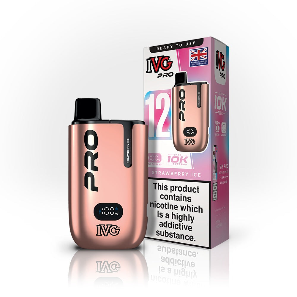 IVG Pro vaping device and packaging on a white background