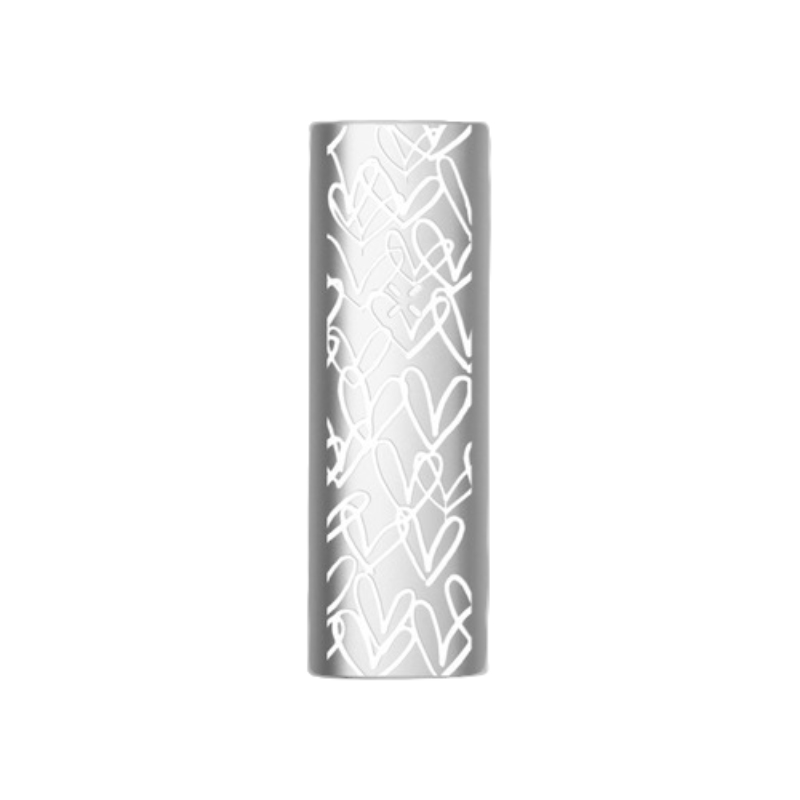 Jgoldcrown X Pax Mini limited edition vaporizer featuring white heart graffiti design on sleek metallic body