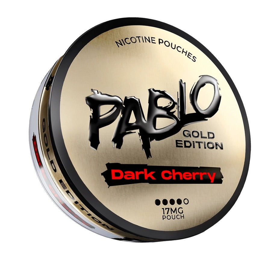 Pablo Gold Edition Dark Cherry nicotine pouches container on a white background