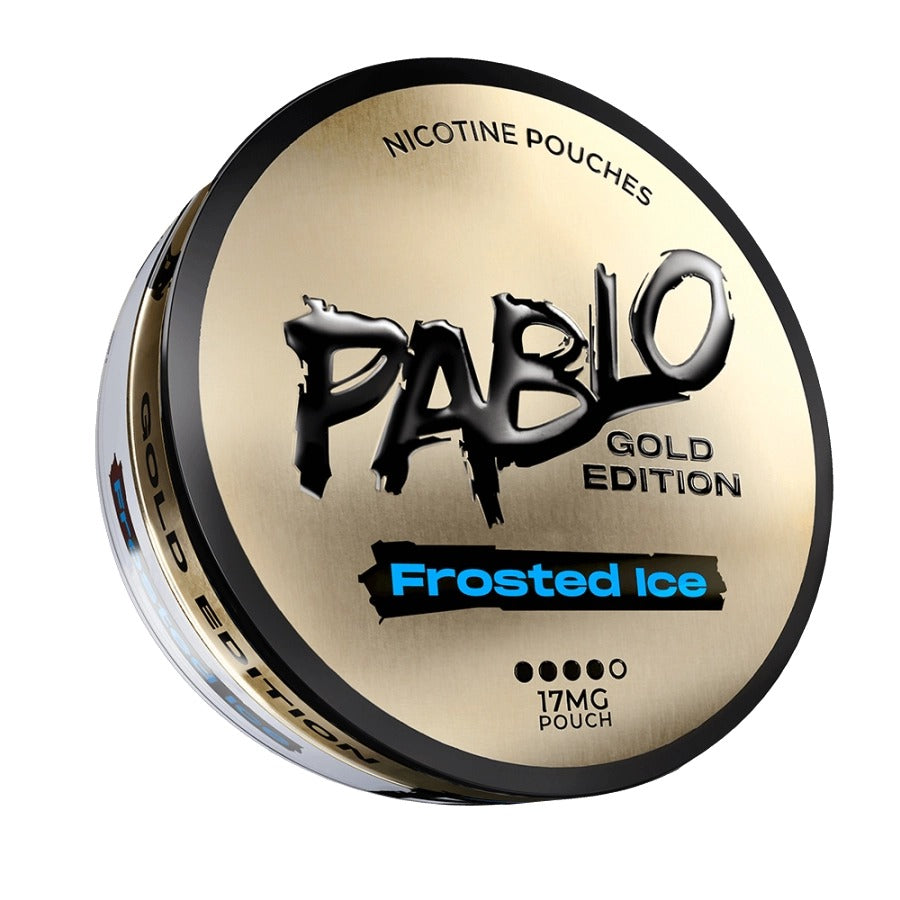 Pablo Gold Edition Frosted Ice 14g nicotine pouches – strong 11mg frosty menthol flavor in gold packaging