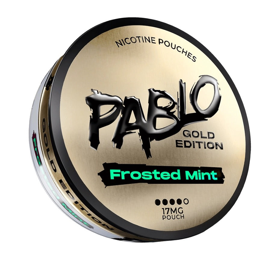 Pablo Gold Edition Frosted Mint nicotine pouches container on a white background