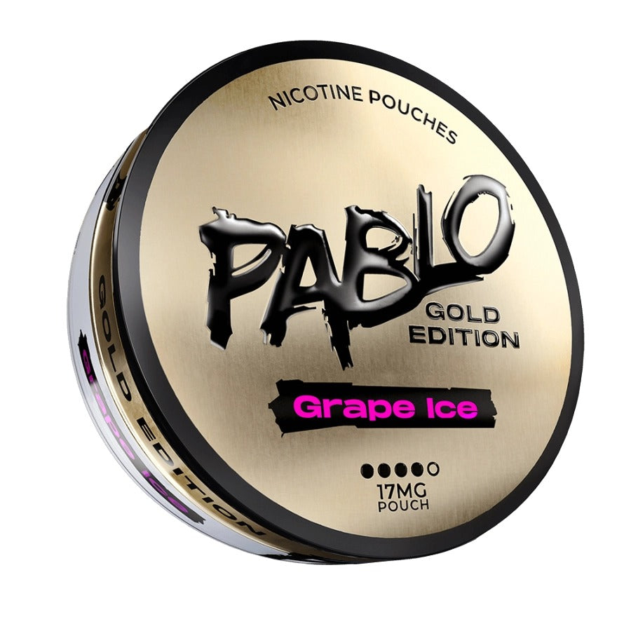 Pablo Gold Edition Grape Ice 14g nicotine pouches — premium tobacco-free grape ice flavor can