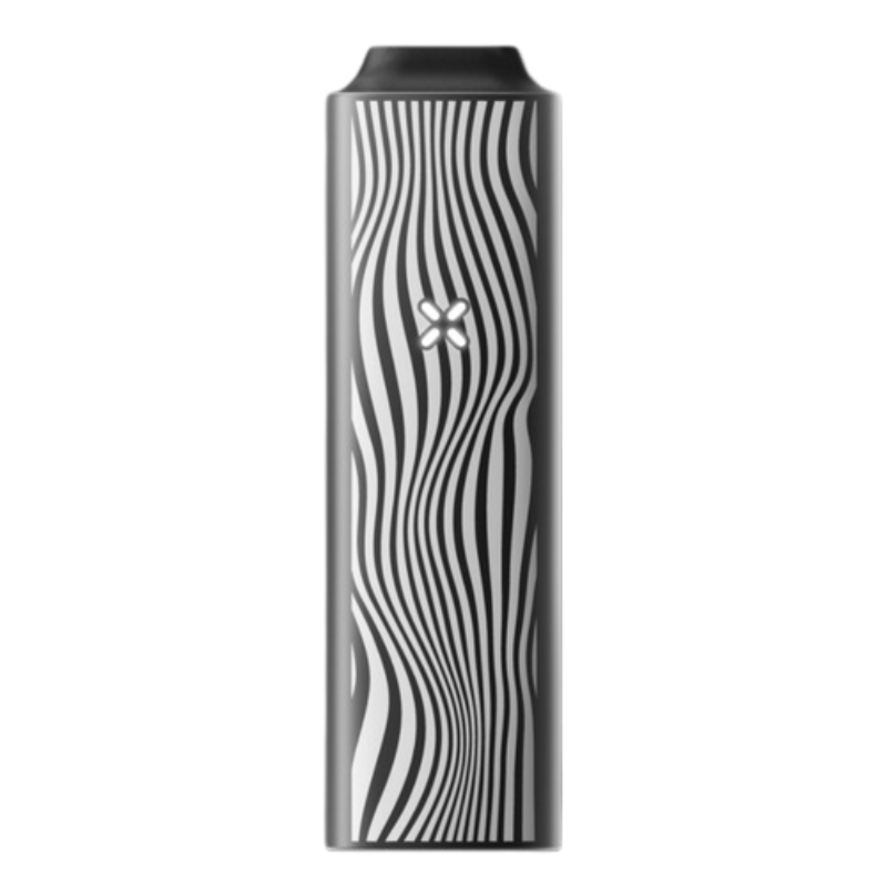 PAX Plus Artist Series limited edition vaporizer with geometric and abstract engraved patterns in black and silver finish