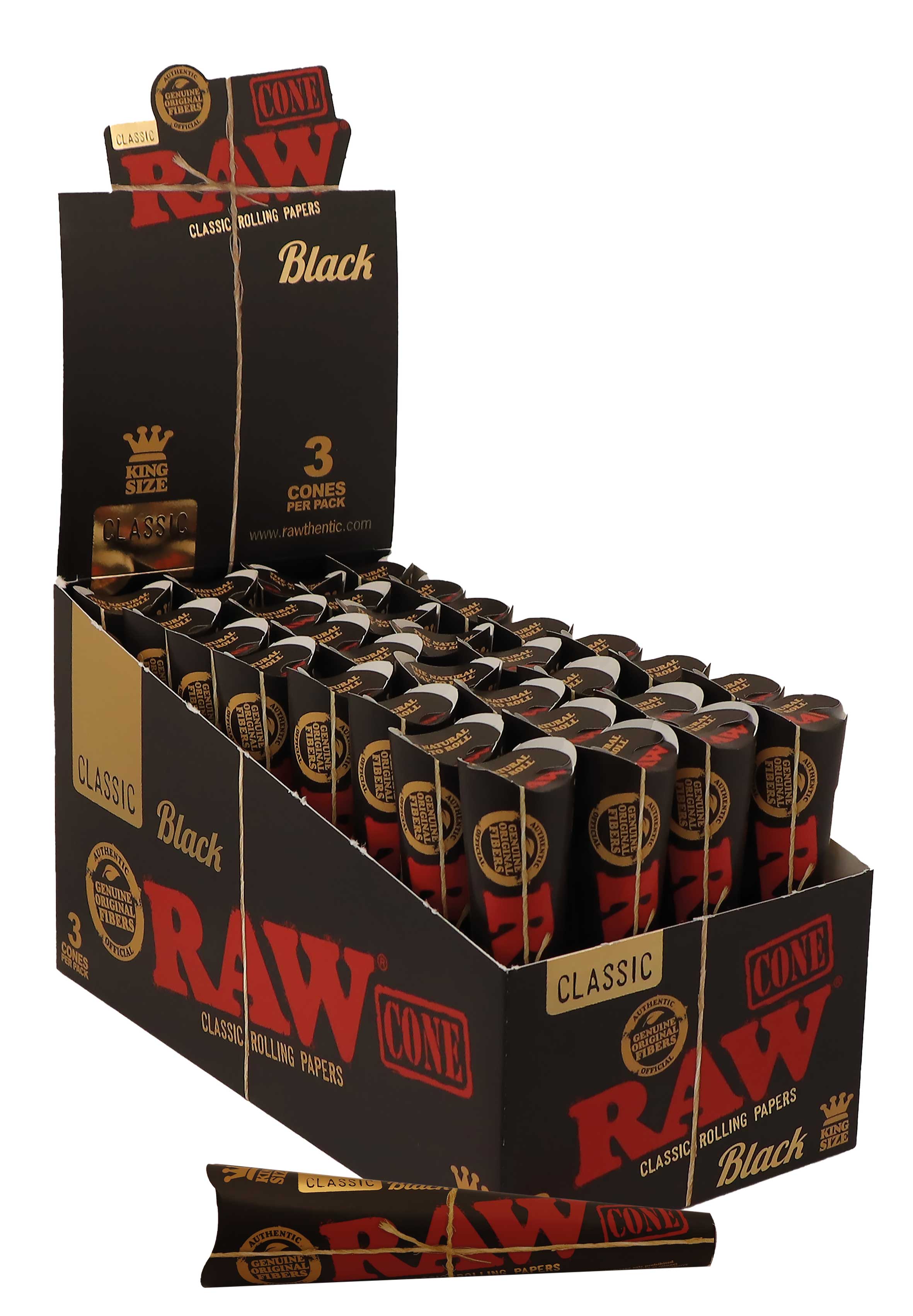 RAW Cone Classic Black King Size – 32 Packs