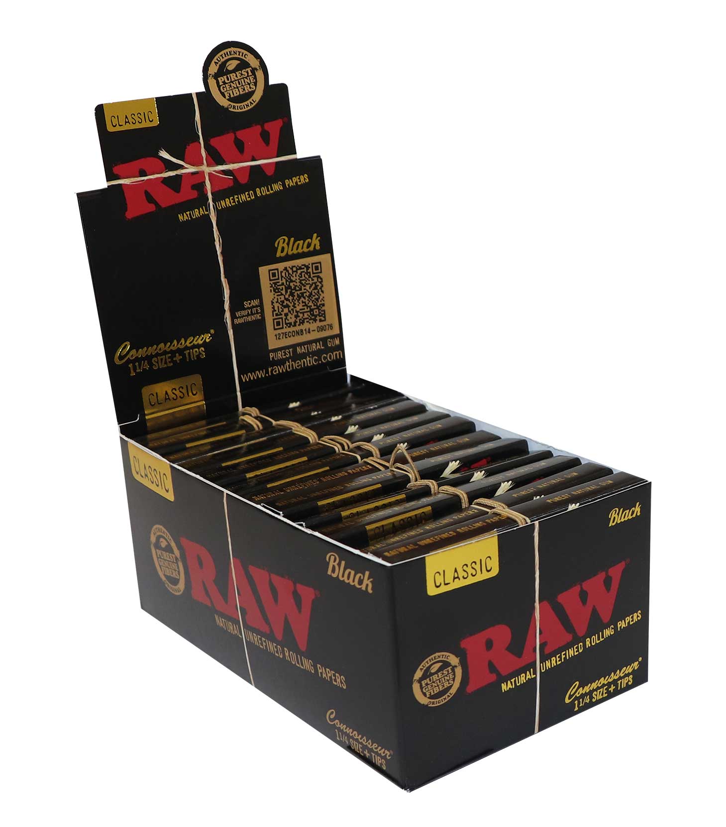RAW Connoisseur Black 1 ¼ + Tips - 24 Boklets