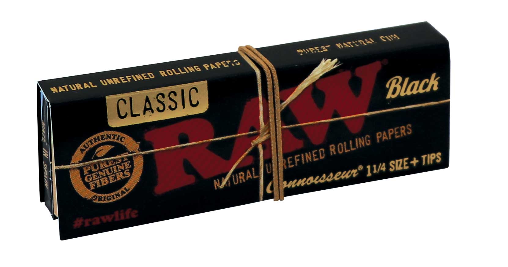 RAW Connoisseur Black 1 ¼ + Tips - 24 Boklets