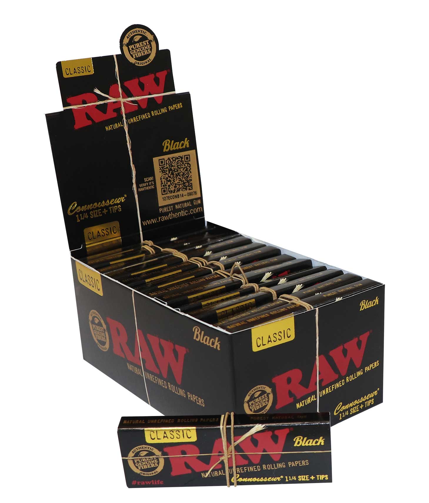 RAW Connoisseur Black 1 ¼ + Tips - 24 Boklets