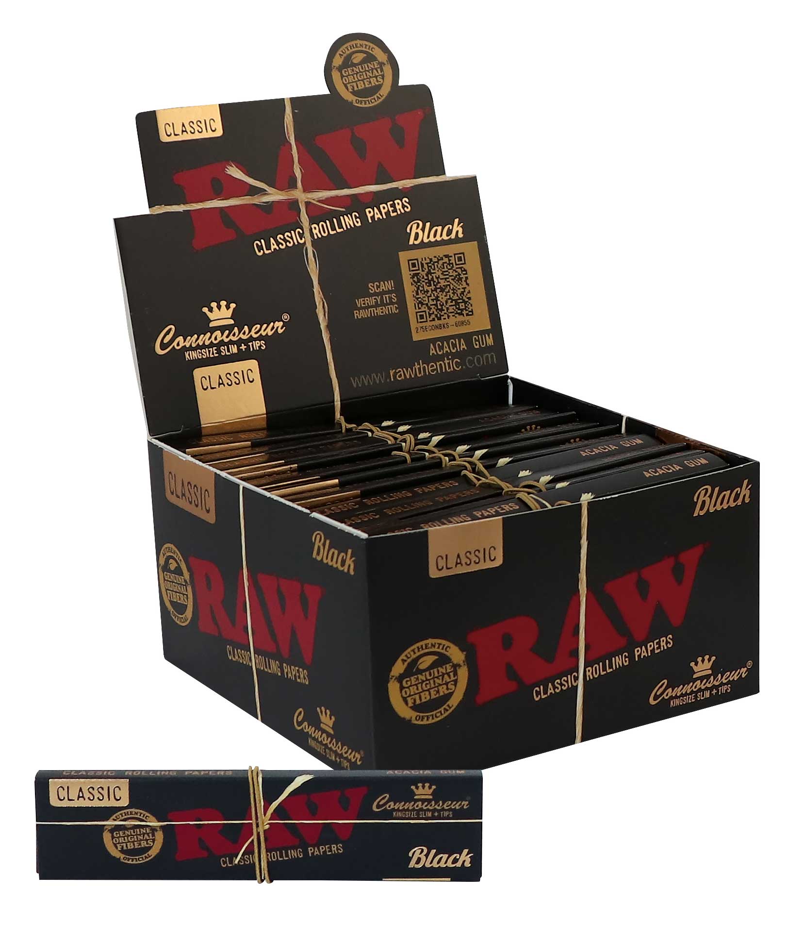 RAW Connoisseur Black Classic King Size + Tips - 24 Booklets