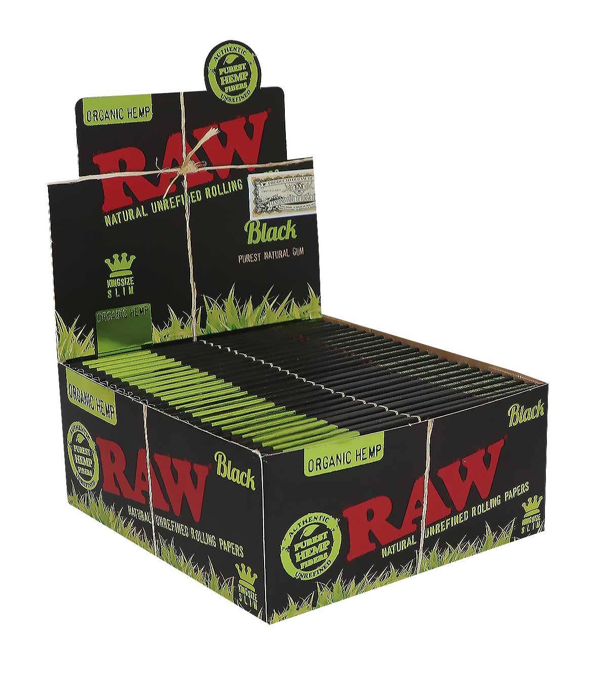 RAW Black Organic Hemp Rolling Paper King Size - 50 Booklets