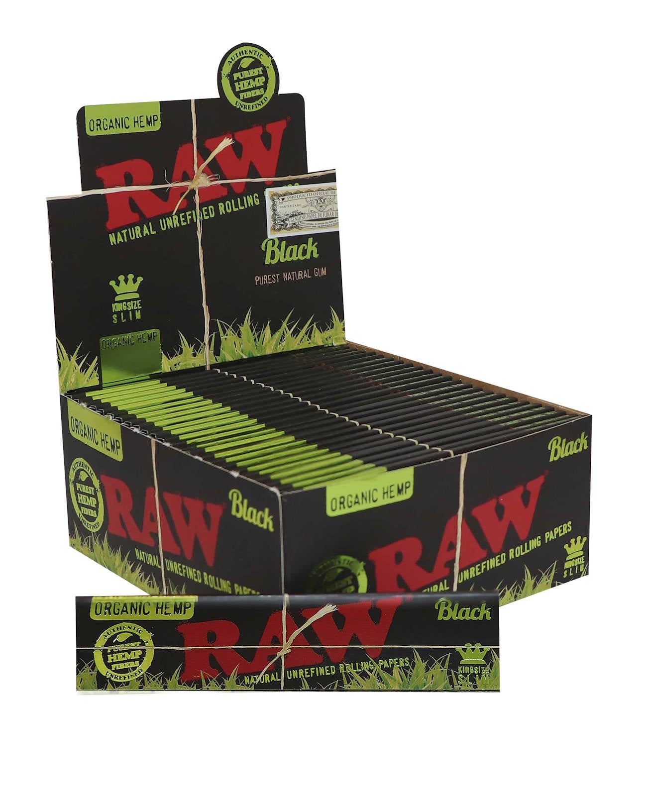RAW Black Organic Hemp Rolling Paper King Size - 50 Booklets