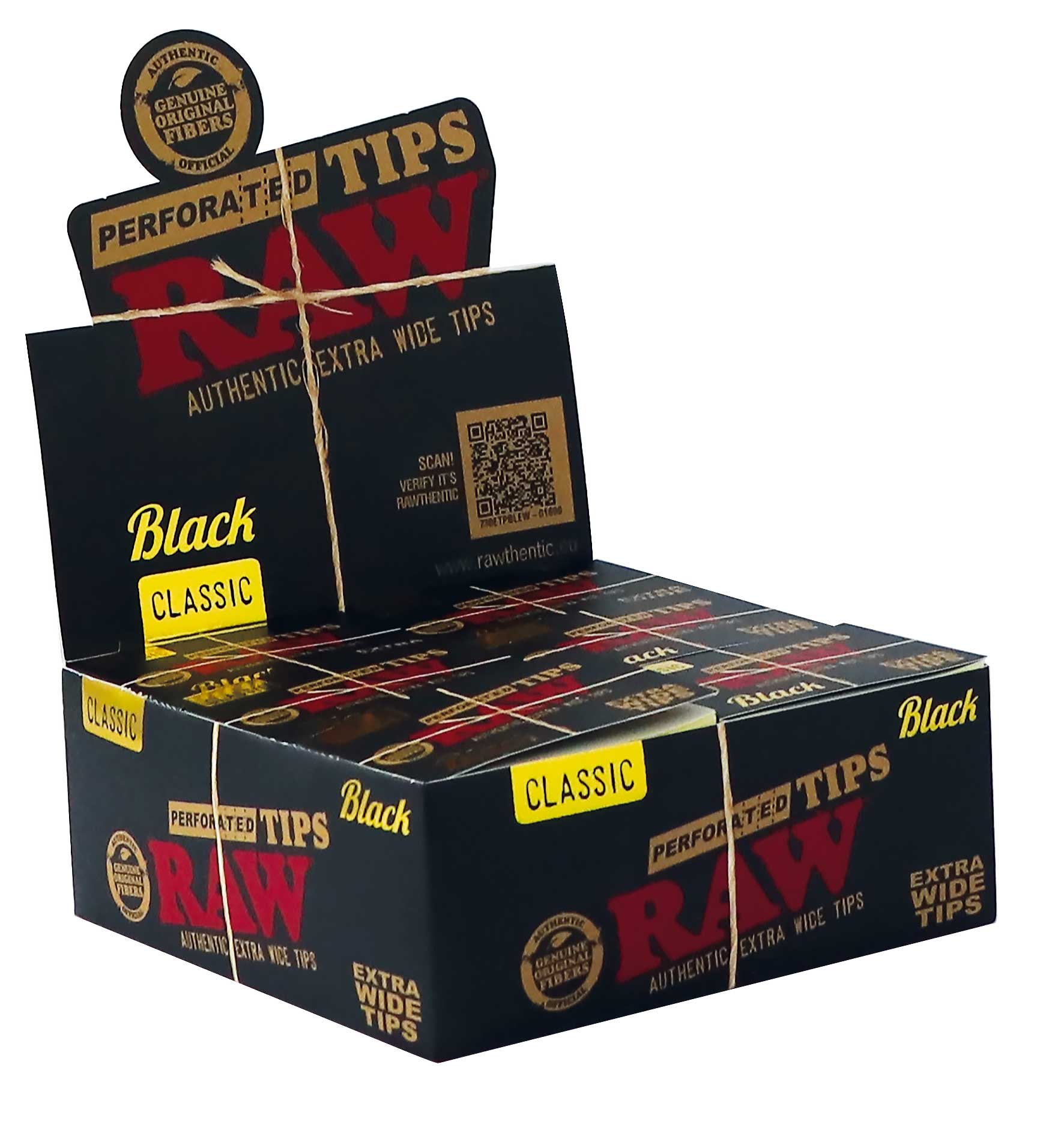 RAW Tips – Extra Wide Black Perforated – 36 Booklets