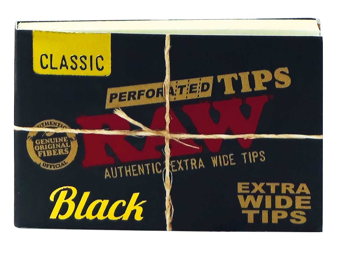 RAW Tips – Extra Wide Black Perforated – 36 Booklets