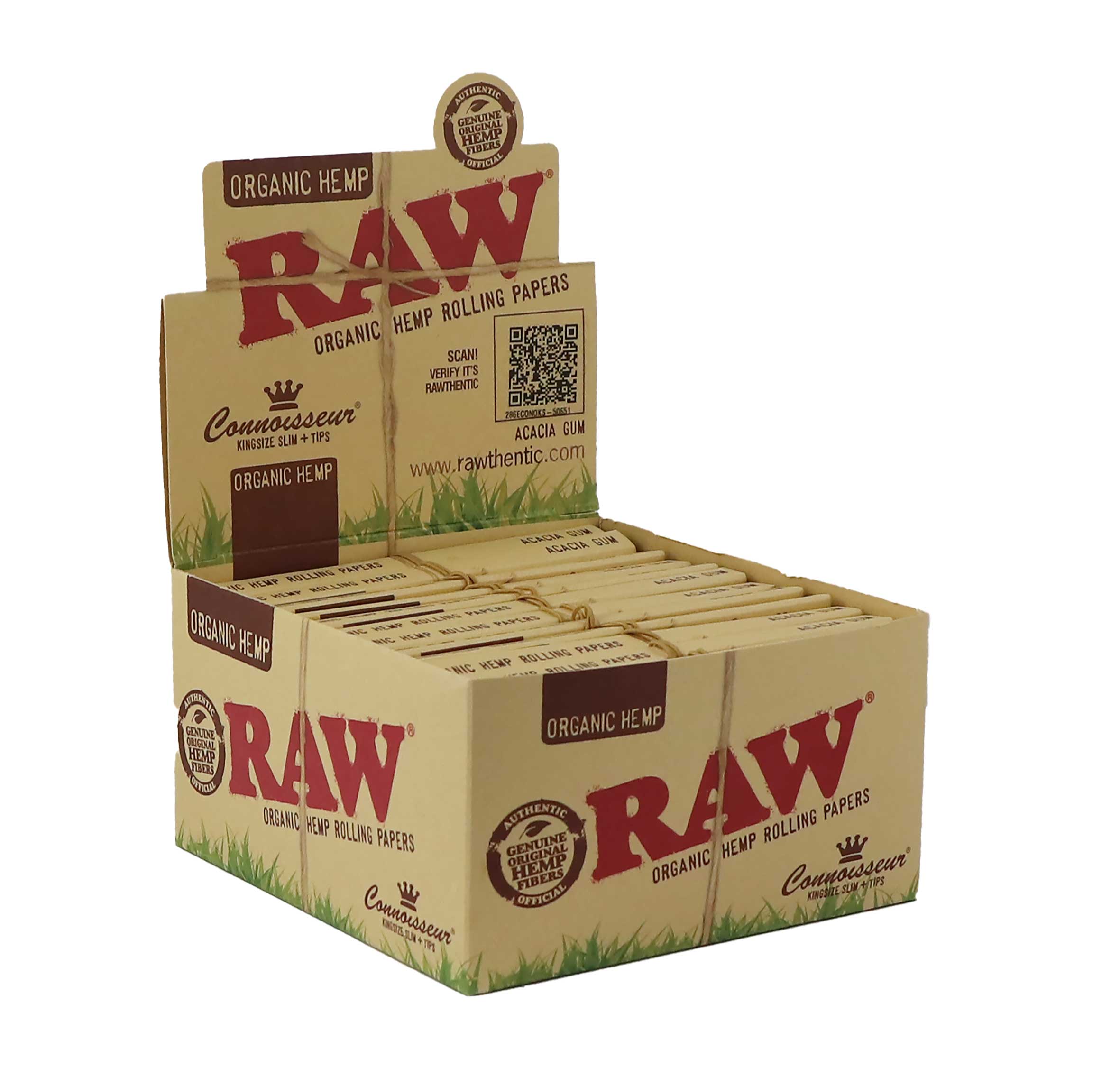 RAW Connoisseur Organic Hemp King Size Slim Papers + Tips - 24 Booklets