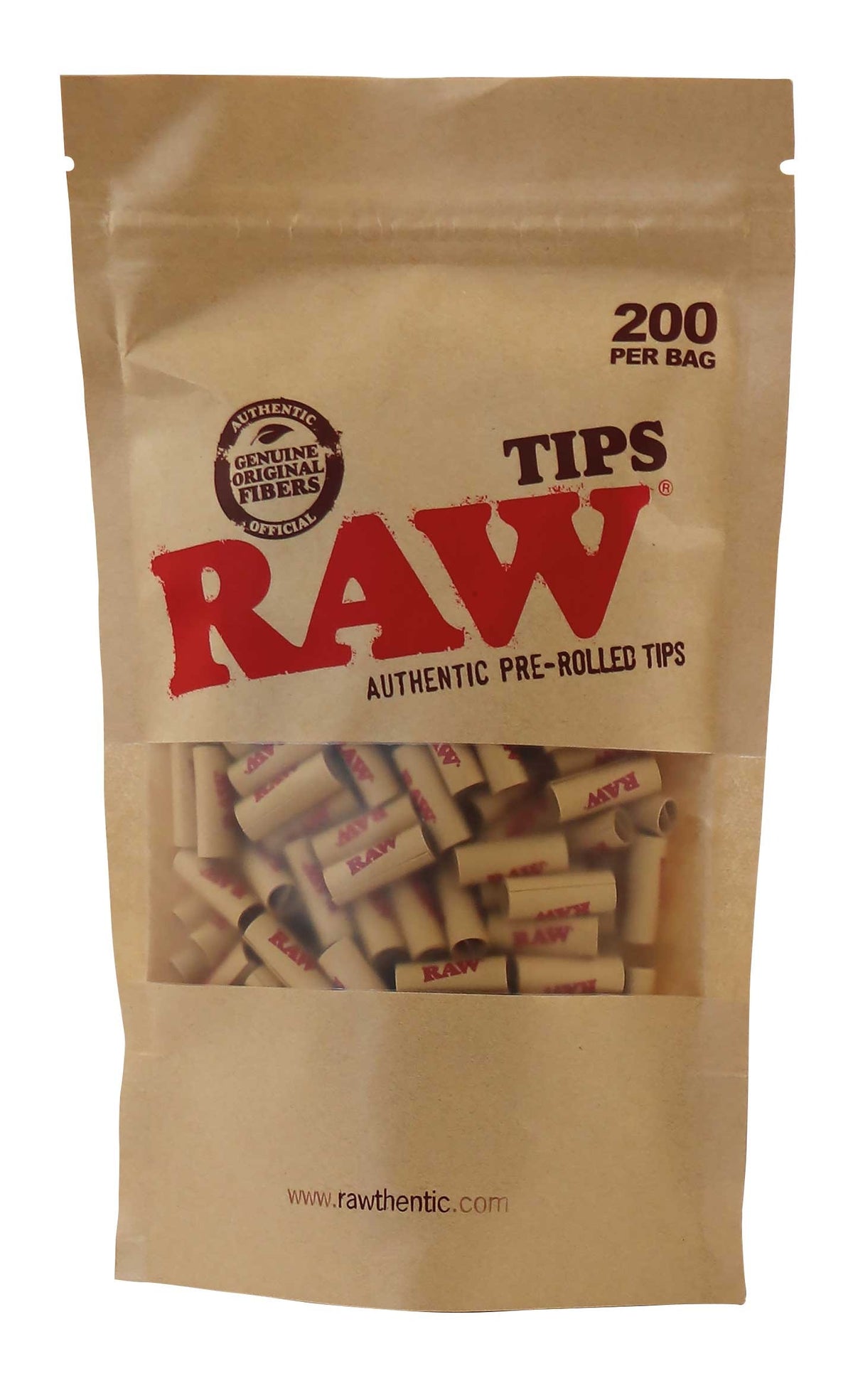 Raw Wide Pre-Rolled Tips Bag of 180 - Natural Unrefined Paper Tips for Smooth Smoking Experience