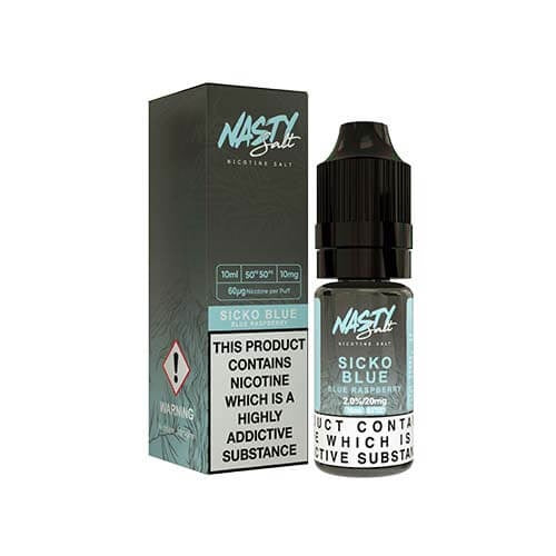 Nasty Juice Sicko Blue Nicotine Salts 10ml bottle and box – blue raspberry flavour e-liquid