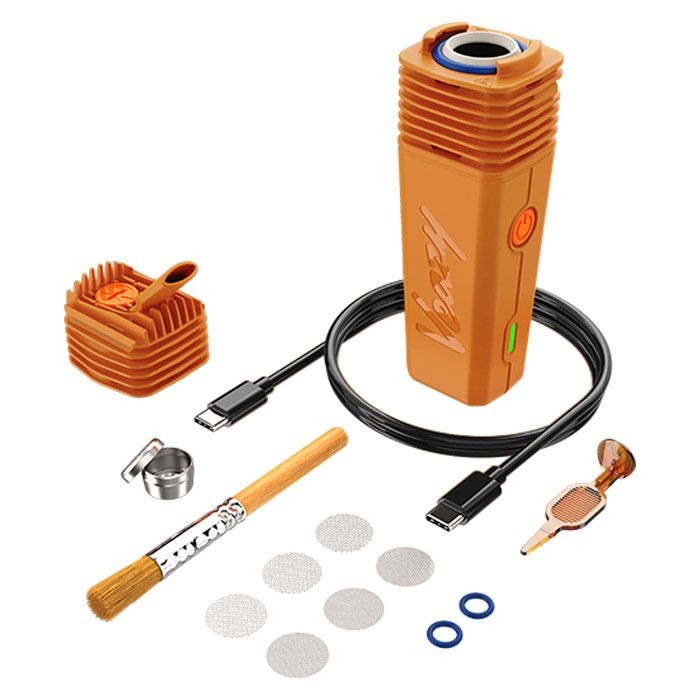 Veazy Vaporizer orange edition with USB-C charger and accessories