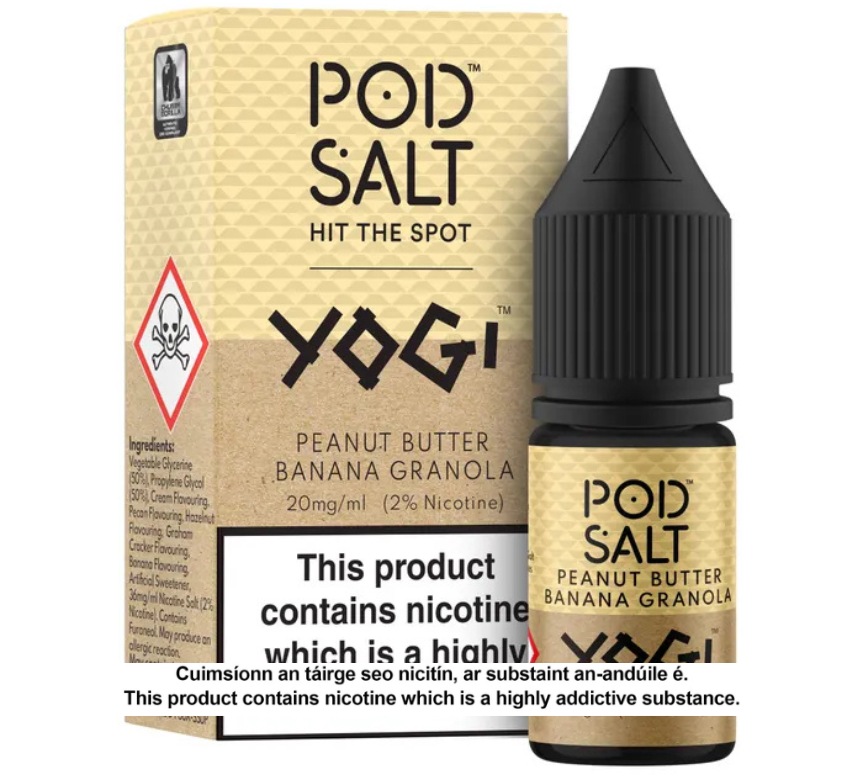 POD SALT YOGI PEANUT BUTTER BANANA GRANOLA 10ML NICOTINE SALT E-LIQUID FUSION