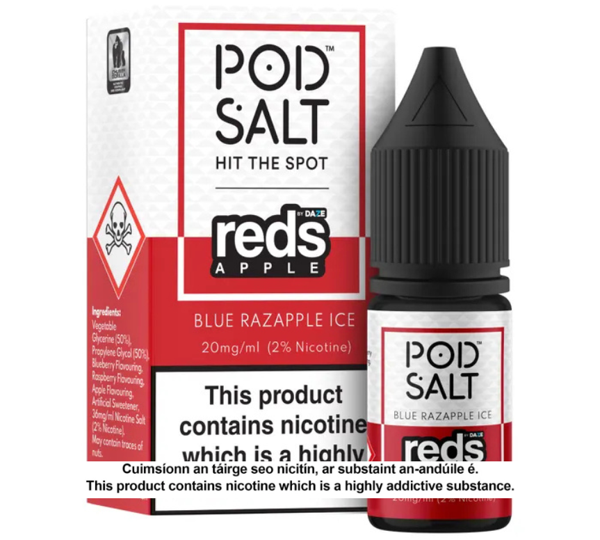 POD SALT BLUE RAZAPPLE ICE 10ML NICOTINE SALT E-LIQUID FUSION