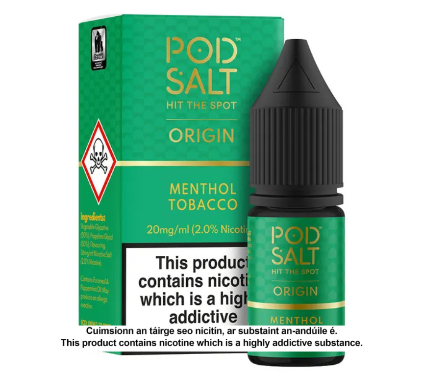 POD SALT ORIGIN MENTHOL TOBACCO 10ML NICOTINE SALT E-LIQUID
