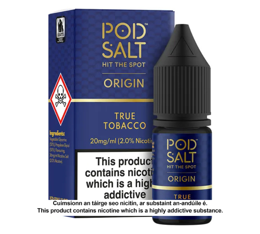 POD SALT ORIGIN TRUE TOBACCO 10ML NICOTINE SALT E-LIQUID