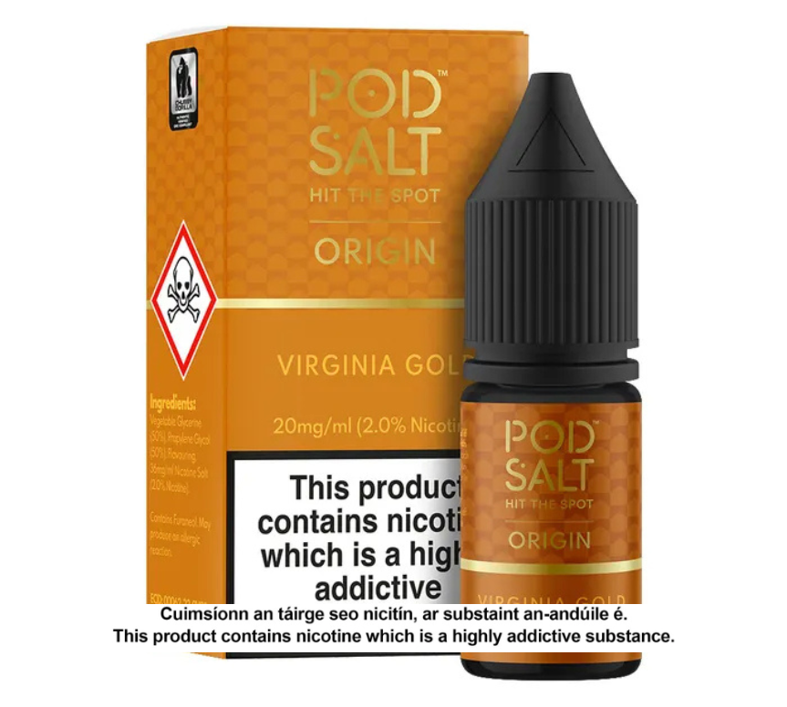 POD SALT ORIGIN VIRGINIA GOLD 10ML NICOTINE SALT E-LIQUID