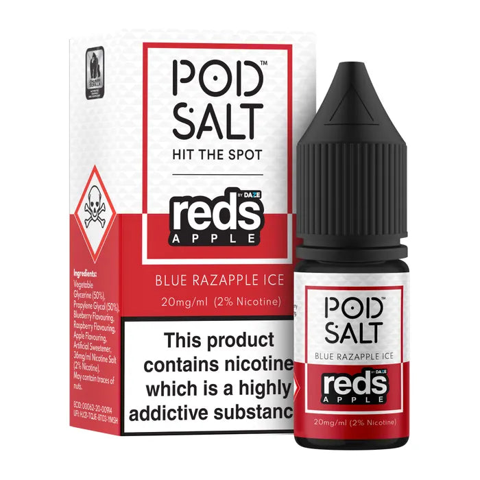 POD SALT BLUE RAZAPPLE ICE 10ML NICOTINE SALT E-LIQUID FUSION