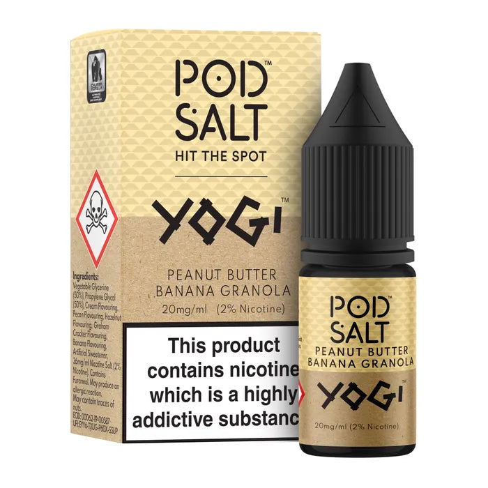 POD SALT YOGI PEANUT BUTTER BANANA GRANOLA 10ML NICOTINE SALT E-LIQUID FUSION