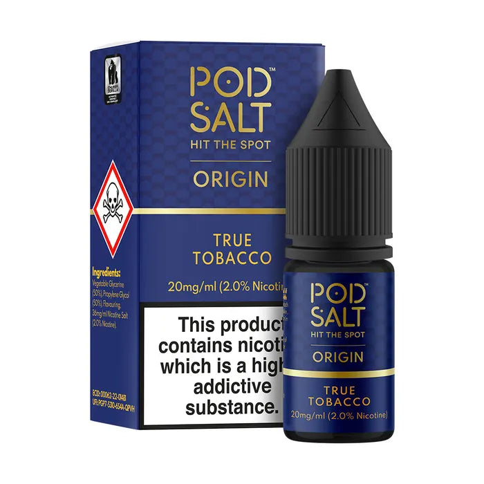 POD SALT ORIGIN TRUE TOBACCO 10ML NICOTINE SALT E-LIQUID