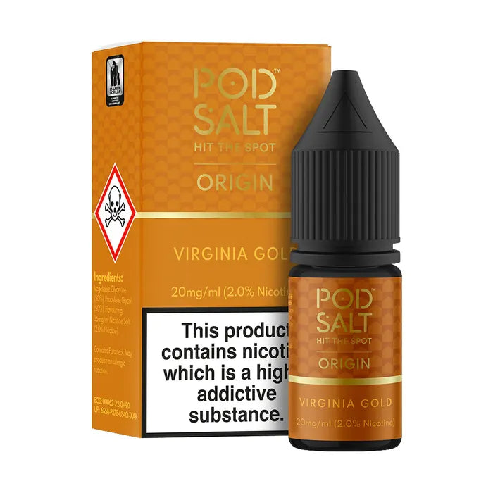 POD SALT ORIGIN VIRGINIA GOLD 10ML NICOTINE SALT E-LIQUID